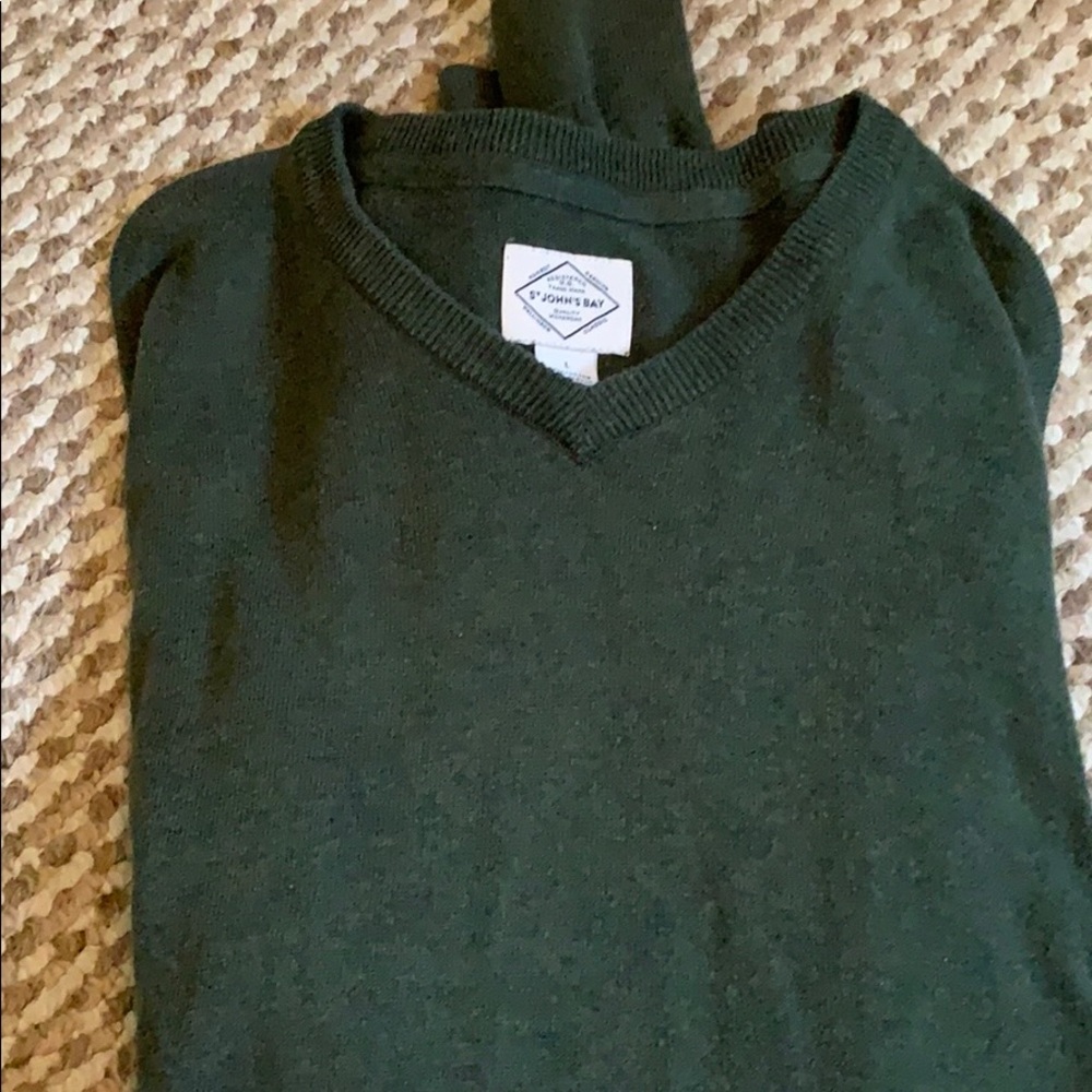 St. Johns bay V-neck green sweater